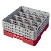 16 Compartment Glass Rack with 3 Extenders H174mm - Red