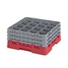 16 Compartment Glass Rack with 3 Extenders H196mm - Red
