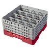 16 Compartment Glass Rack with 4 Extenders H215mm - Red