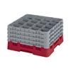 16 Compartment Glass Rack with 4 Extenders H238mm - Red