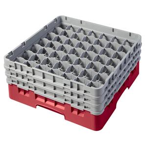 49 Compartment Glass Rack with 3 Extenders H174mm - Red