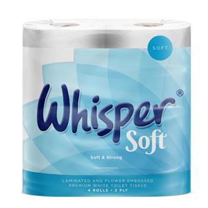 2ply Whisper Soft Luxury Toilet Roll 4pk