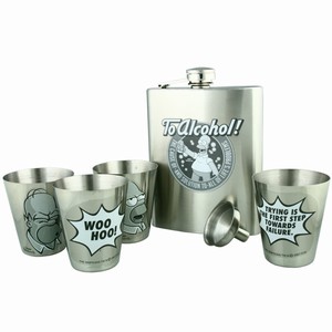 The Simpsons 'To Alcohol!' Hip Flask Set