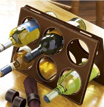 Faux Leather Wine Rack