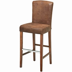 Ascot Aged Leather Bar Stool With Back Brown