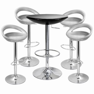 Crescent Bar Stool and Podium Table Set Silver