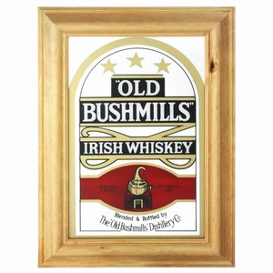 Old Bushmills Whisky Bar Mirror Pine Frame