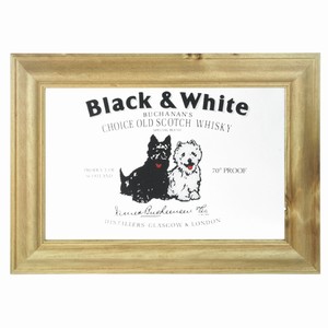 Black and White Scotch Whisky Bar Mirror Pine Frame