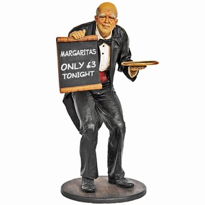 Butler Lifesize Statue with Menu Board