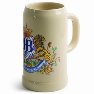 Hofbrauhaus Ceramic Beer Stein Lion Motif 35oz / 1ltr