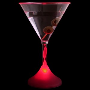 Flashing LED Pink Martini Glass 6oz 170ml Set of 4