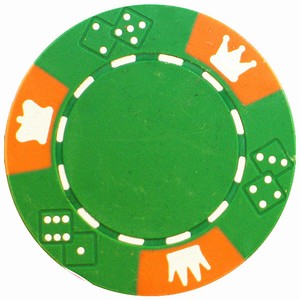 Crown And Dice Clay Poker Chips 25 x GreenOrange Chips
