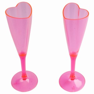 Heart Shaped Pink Champagne Flutes 4.4oz / 125ml