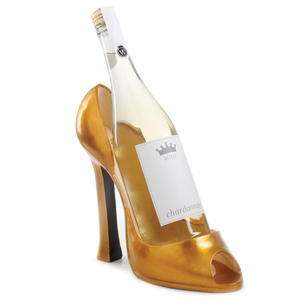 Gold Shoe Wine Bottle Holder