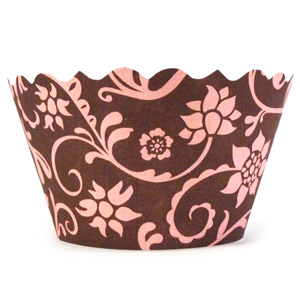 Swift Hannah Cupcake Wrappers Pink and Brown Pack of 12