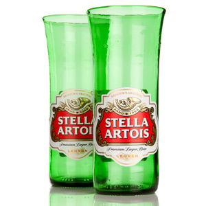 Recycled Stella Artois Beer Bottle Glasses 11.6oz / 330ml
