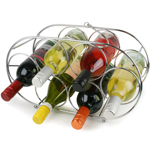 Premier Oval 6 Bottle Chrome Wine Rack