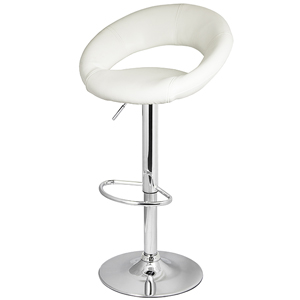 Faux Leather Crescent Bar Stool White