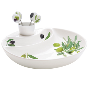 Easy Life Douce Provence Olive Plate with Picks & Holder
