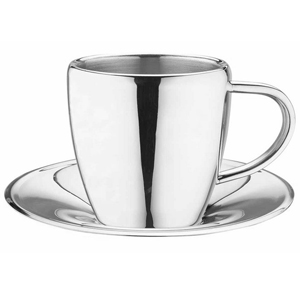 Stainless Steel Cappuccino & Espresso Cup & Saucer CCA-20S 7oz / 200ml