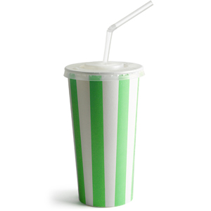 Green Striped Milkshake Paper Cups Set 16oz / 450ml
