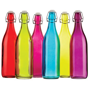 Colourworks Coloured Glass Storage / Water Bottles 1ltr