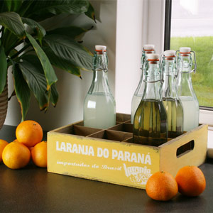 Wooden Mexican Style Bottle Crate 26 x 26cm Laranja Do Parana