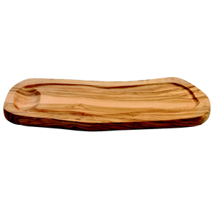 Olive Wood Food Presentation Board with Groove & Handle 30cm