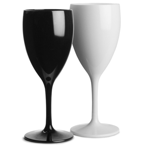 Polycarbonate Wine Glasses Black & White Set 12oz / 340ml