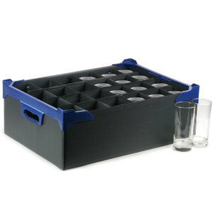 Stacking Half Pint and Hiball Glass Storage Boxes 24 Small Compartment