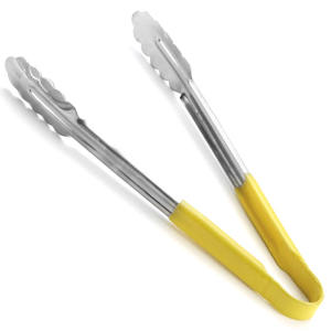 Colour Coded Stainless Steel Tongs 12inch Yellow