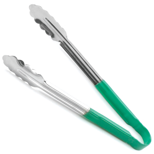 Colour Coded Stainless Steel Tongs 12inch Green