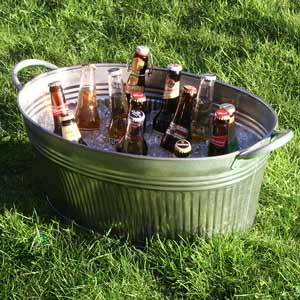 Galvanised Steel Ribbed Oval Party Tub