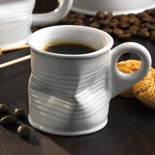 Squashed Tin Can Espresso Shot Mug White 2.5oz / 70ml