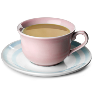 Churchill Vintage Café Tea Cup Pink & Saucer Blue Stripes 10oz / 280ml