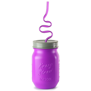 Plastic Mason Drinking Jar with Krazy Straw 17.6oz / 500ml
