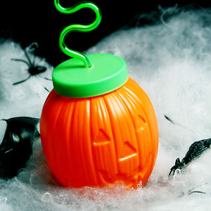 Plastic Pumpkin Cup with Krazy Straw 14oz / 400ml