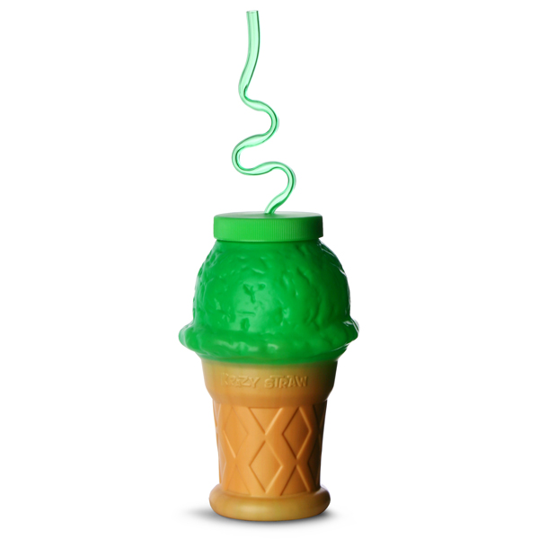 Plastic Ice Cream Cone Shaped Cup with Krazy Straw 17.6oz