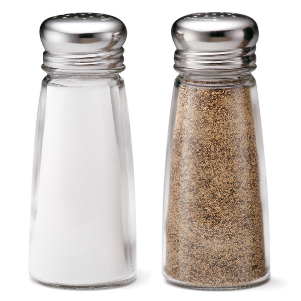 Round Salt and Pepper Shakers.