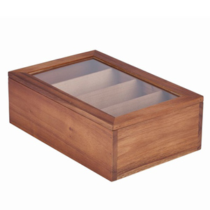 Genware Acacia Wood Tea Box