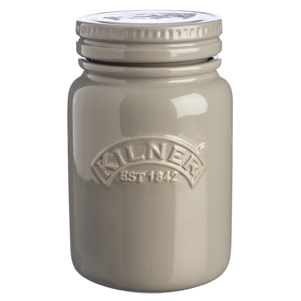 Kilner Moonlight Grey Set of 3 Push Top Ceramic Ceramic Jars 0.6 Litre 