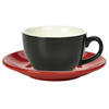 Royal Genware Black Bowl Shaped Cup and Red Saucer 12oz / 340ml