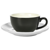 Royal Genware Black Bowl Shaped Cup and White Saucer 8.8oz / 250ml