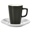 Royal Genware Black Latte Mug and White Saucer 12oz / 340ml