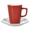 Royal Genware Red Latte Mug and White Saucer 12oz / 340ml