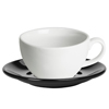 Royal Genware White Bowl Shaped Cup and Black Saucer 12oz / 340ml
