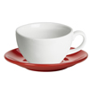 Royal Genware White Bowl Shaped Cup and Red Saucer 12oz / 340ml