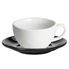 Royal Genware White Bowl Shaped Cup and Black Saucer 8.8oz / 250ml