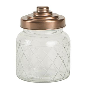 Lattice Glass Jar with Copper Finish Lid 600ml