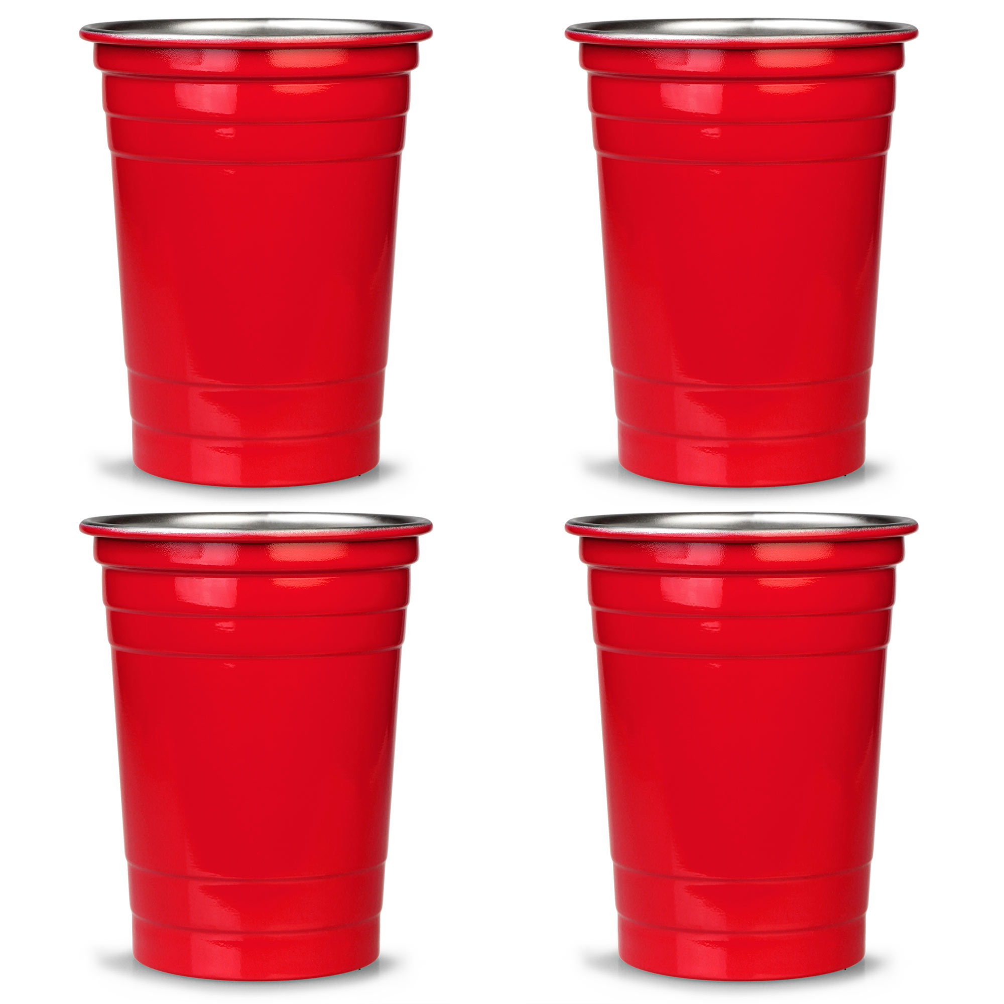 Stainless Steel Red American Party Cups 16oz / 455ml | Drinkstuff